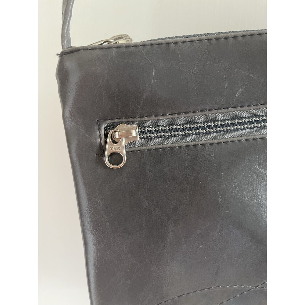 Crystalyn Kae Gray Vegan Leather Crossbody‎ Bag Floral Lining Minimalist Luxe - Picture 8 of 12